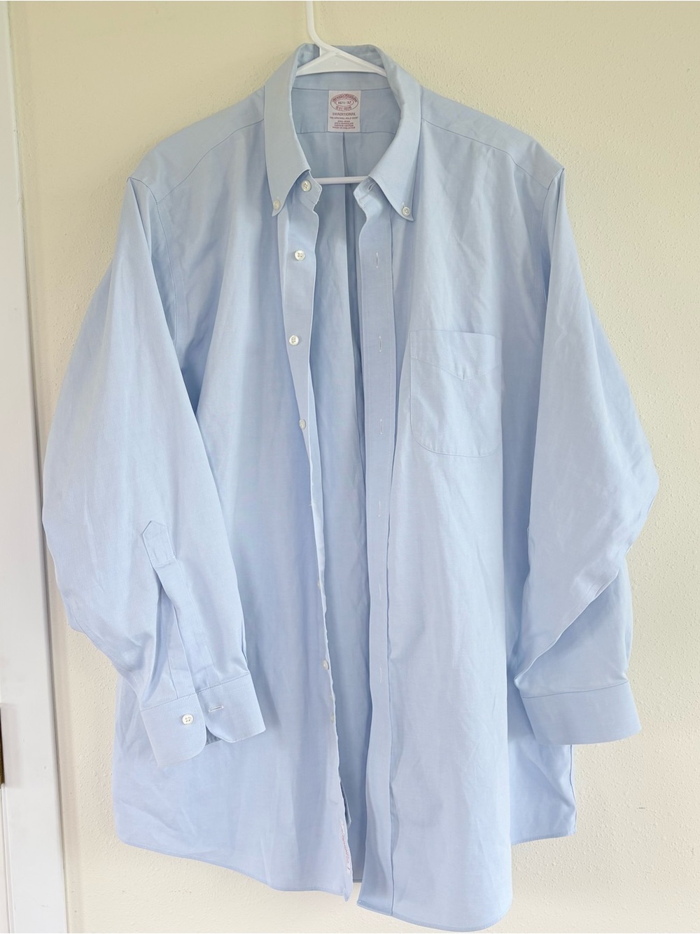 Brooks Brothers Men's Button-Down Dress Shirt - Light Blue Long Sleeve Sz 16.5